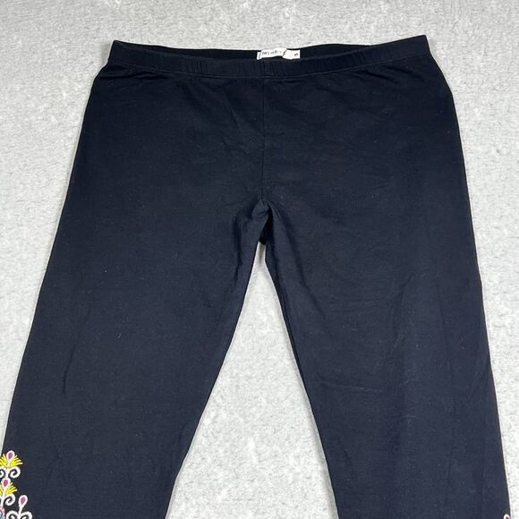 Johnny Was Los Angeles Leggings Womens S Black Floral Embroidered Stretch Cotton - Picture 2 of 10